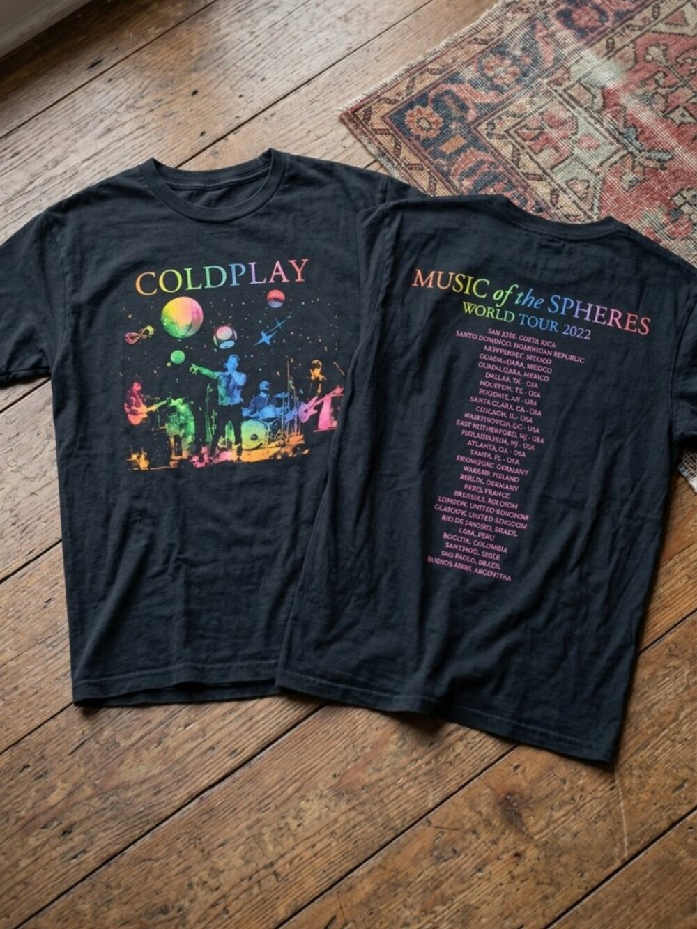 Vintage Coldplay Music Of The Spheres World Tour 2022 Band Tee